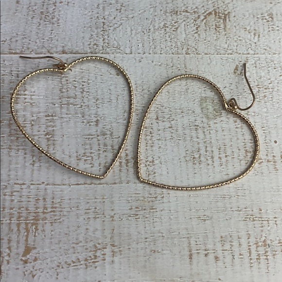 Open Heart Shape Drop Fish Hook Earrings - Picture 5 of 5